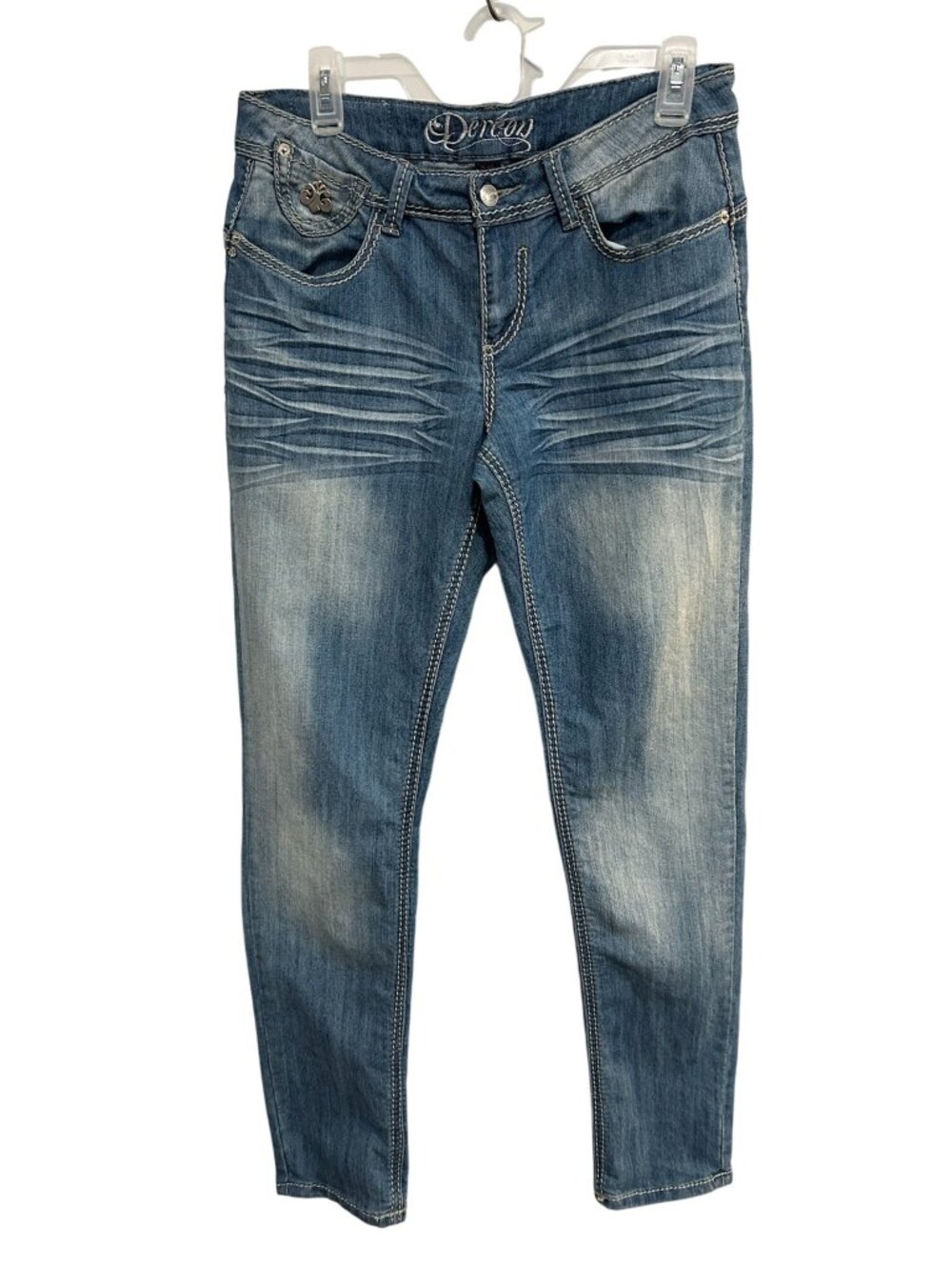 House of Dereon Distressed Embellished Denim Jeans Size 11/12 Y2K Streetwear